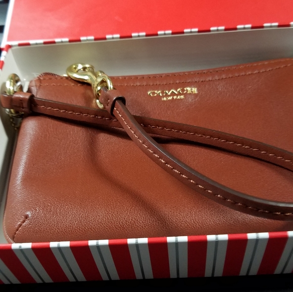 Coach Boxed Wristlet - Cognac color